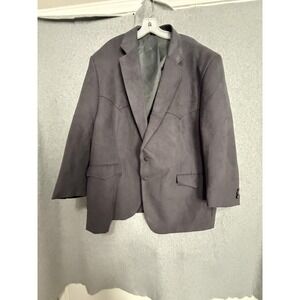 Harmony Blazer Sport Coat Mens 52 Gray Faux Suede‎ Western Cowboy Jacket